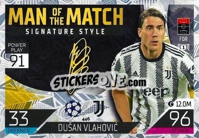 Sticker Dusan Vlahovic - UEFA Champions League & Europa League 2022-2023. Match Attax n. 446 - Topps