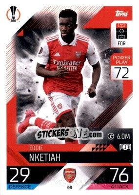 Sticker Eddie Nketiah - UEFA Champions League & Europa League 2022-2023. Match Attax - Topps