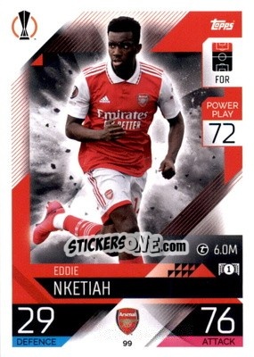 Sticker Eddie Nketiah - UEFA Champions League & Europa League 2022-2023. Match Attax n. 99 - Topps