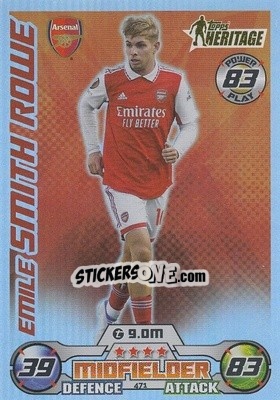 Sticker Emile Smith-Rowe - UEFA Champions League & Europa League 2022-2023. Match Attax n. 471 - Topps