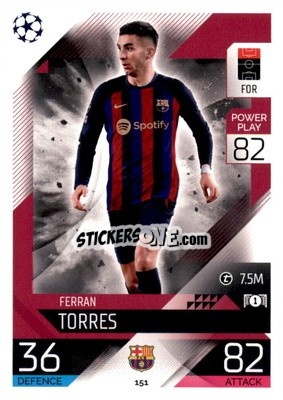 Sticker Ferran Torres - UEFA Champions League & Europa League 2022-2023. Match Attax n. 151 - Topps