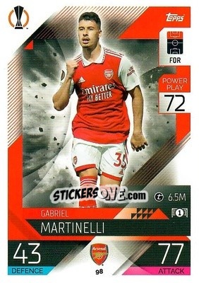 Sticker Gabriel Martinelli - UEFA Champions League & Europa League 2022-2023. Match Attax n. 98 - Topps
