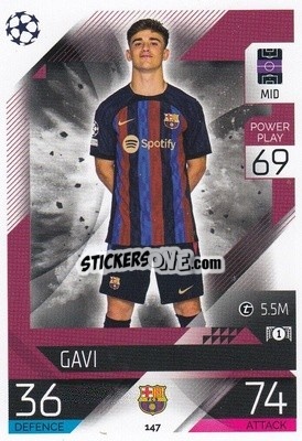 Sticker Gavi - UEFA Champions League & Europa League 2022-2023. Match Attax - Topps