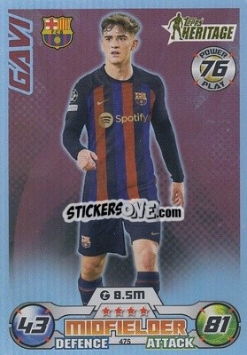 Sticker Gavi - UEFA Champions League & Europa League 2022-2023. Match Attax n. 475 - Topps