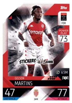 Sticker Gelson Martins  - UEFA Champions League & Europa League 2022-2023. Match Attax n. 322 - Topps