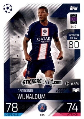 Sticker Georginio Wijnaldum - UEFA Champions League & Europa League 2022-2023. Match Attax n. 185 - Topps