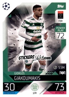 Sticker Giorgios Giakoumakis  - UEFA Champions League & Europa League 2022-2023. Match Attax n. 378 - Topps