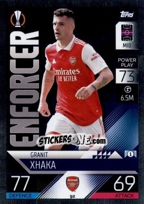 Sticker Granit Xhaka - UEFA Champions League & Europa League 2022-2023. Match Attax n. 92 - Topps