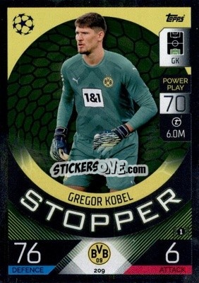 Sticker Gregor Kobel   - UEFA Champions League & Europa League 2022-2023. Match Attax n. 209 - Topps