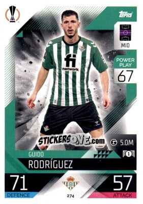 Sticker Guido Rodríguez  - UEFA Champions League & Europa League 2022-2023. Match Attax n. 274 - Topps