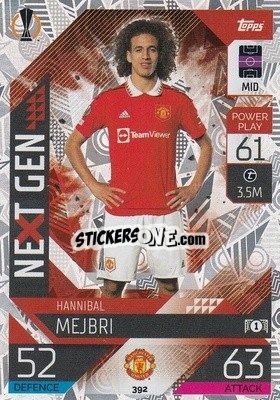 Sticker Hannibal Mejbri - UEFA Champions League & Europa League 2022-2023. Match Attax n. 392 - Topps