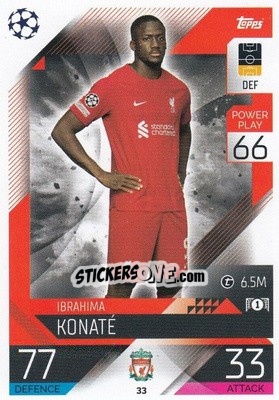 Sticker Ibrahima Konaté - UEFA Champions League & Europa League 2022-2023. Match Attax n. 33 - Topps