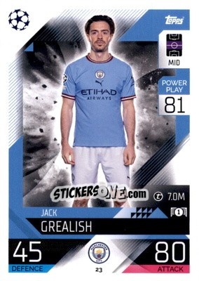 Sticker Jack Grealish  - UEFA Champions League & Europa League 2022-2023. Match Attax n. 23 - Topps