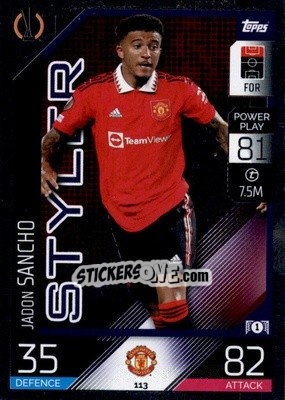 Figurina Jadon Sancho - UEFA Champions League & Europa League 2022-2023. Match Attax - Topps