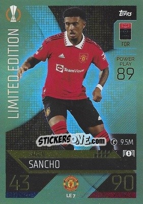 Sticker Jadon Sancho - UEFA Champions League & Europa League 2022-2023. Match Attax n. LE7 - Topps