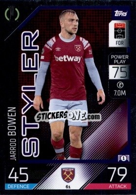 Sticker Jarrod Bowen   - UEFA Champions League & Europa League 2022-2023. Match Attax n. 61 - Topps