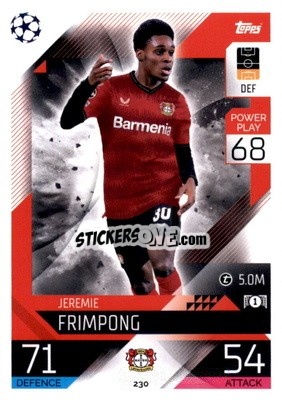 Sticker Jeremie Frimpong - UEFA Champions League & Europa League 2022-2023. Match Attax n. 230 - Topps