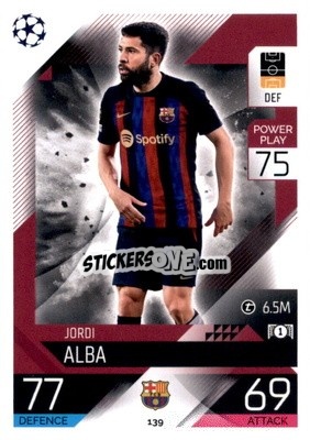 Sticker Jordi Alba  - UEFA Champions League & Europa League 2022-2023. Match Attax n. 139 - Topps