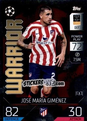 Sticker Jose Maria Gimenez - UEFA Champions League & Europa League 2022-2023. Match Attax n. 159 - Topps