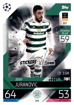 Sticker Josip Juranovic - UEFA Champions League & Europa League 2022-2023. Match Attax n. 374 - Topps
