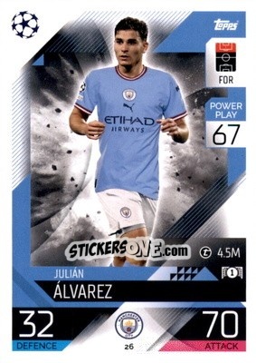Sticker Julian Alvarez - UEFA Champions League & Europa League 2022-2023. Match Attax n. 26 - Topps