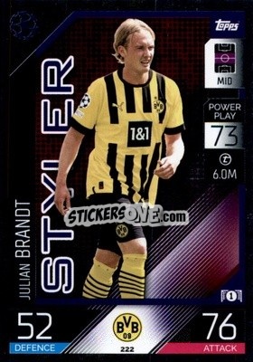 Sticker Julian Brandt - UEFA Champions League & Europa League 2022-2023. Match Attax n. 222 - Topps
