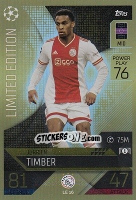Sticker Jurrien Timber - UEFA Champions League & Europa League 2022-2023. Match Attax n. LE16 - Topps