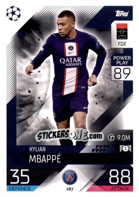 Sticker Kylian Mbappé  - UEFA Champions League & Europa League 2022-2023. Match Attax - Topps