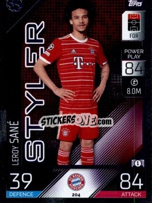 Sticker Leroy Sané   - UEFA Champions League & Europa League 2022-2023. Match Attax n. 204 - Topps