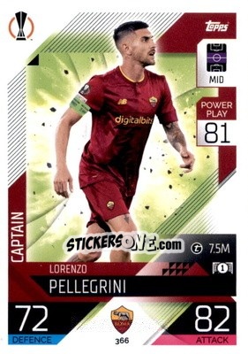 Sticker Lorenzo Pellegrini - UEFA Champions League & Europa League 2022-2023. Match Attax n. 366 - Topps
