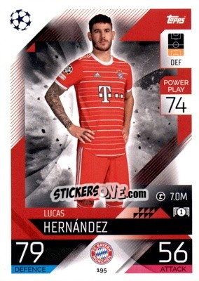Sticker Lucas Hernández  - UEFA Champions League & Europa League 2022-2023. Match Attax n. 195 - Topps