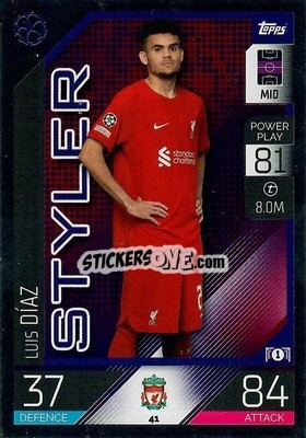 Sticker Luis Díaz - UEFA Champions League & Europa League 2022-2023. Match Attax n. 41 - Topps