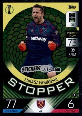 Sticker Lukasz Fabianski - UEFA Champions League & Europa League 2022-2023. Match Attax n. 47 - Topps