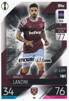 Sticker Manuel Lanzini - UEFA Champions League & Europa League 2022-2023. Match Attax n. 59 - Topps