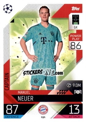 Sticker Manuel Neuer  - UEFA Champions League & Europa League 2022-2023. Match Attax n. 191 - Topps
