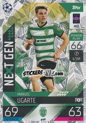 Sticker Manuel Ugarte - UEFA Champions League & Europa League 2022-2023. Match Attax n. 406 - Topps