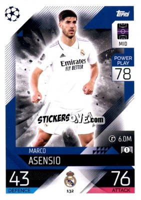 Sticker Marco Asensio - UEFA Champions League & Europa League 2022-2023. Match Attax n. 132 - Topps