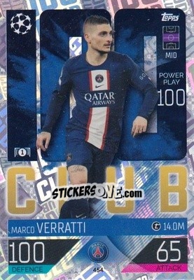 Sticker Marco Veratti - UEFA Champions League & Europa League 2022-2023. Match Attax n. 454 - Topps