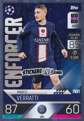 Sticker Marco Verratti - UEFA Champions League & Europa League 2022-2023. Match Attax n. 181 - Topps