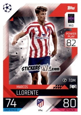 Sticker Marcos Llorente - UEFA Champions League & Europa League 2022-2023. Match Attax n. 164 - Topps