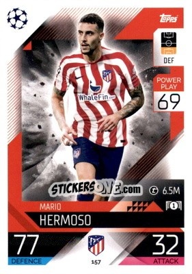 Sticker Mario Hermoso - UEFA Champions League & Europa League 2022-2023. Match Attax n. 157 - Topps