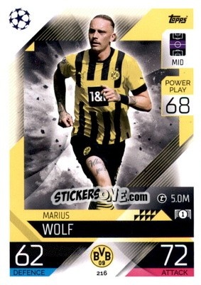Sticker Marius Wolf - UEFA Champions League & Europa League 2022-2023. Match Attax n. 216 - Topps