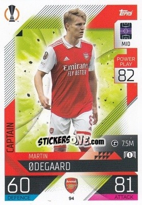 Sticker Martin Ødegaard - UEFA Champions League & Europa League 2022-2023. Match Attax n. 94 - Topps