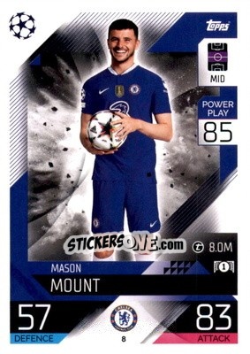 Sticker Mason Mount - UEFA Champions League & Europa League 2022-2023. Match Attax n. 8 - Topps