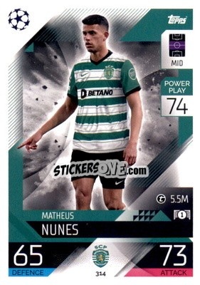 Cromo Matheus Nunes - UEFA Champions League & Europa League 2022-2023. Match Attax - Topps