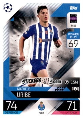 Sticker Matheus Uribe - UEFA Champions League & Europa League 2022-2023. Match Attax n. 302 - Topps