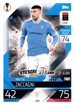 Sticker Mattia Zaccagni - UEFA Champions League & Europa League 2022-2023. Match Attax n. 359 - Topps