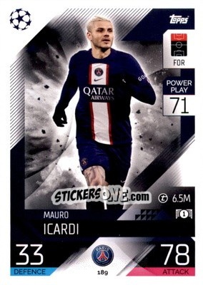 Sticker Mauro Icardi - UEFA Champions League & Europa League 2022-2023. Match Attax n. 189 - Topps