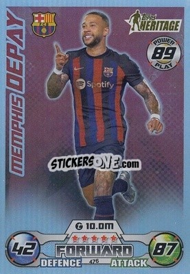 Sticker Memphis Depay - UEFA Champions League & Europa League 2022-2023. Match Attax n. 476 - Topps