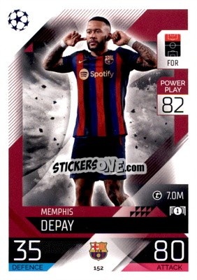 Sticker Memphis Depay  - UEFA Champions League & Europa League 2022-2023. Match Attax n. 152 - Topps